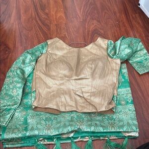 Saree with long sleeve blouse